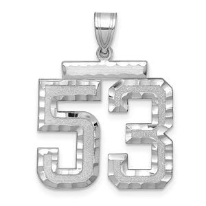 14k White Gold, Varsity Collection, Large D/C Pendant, Number 53